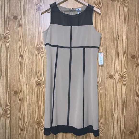 Worthington | NWT Khaki/Black Color-block Dress - Picture 1 of 4